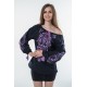 Boho Style Ukrainian Embroidered Folk  Blouse "Magic Herbs" purple on black